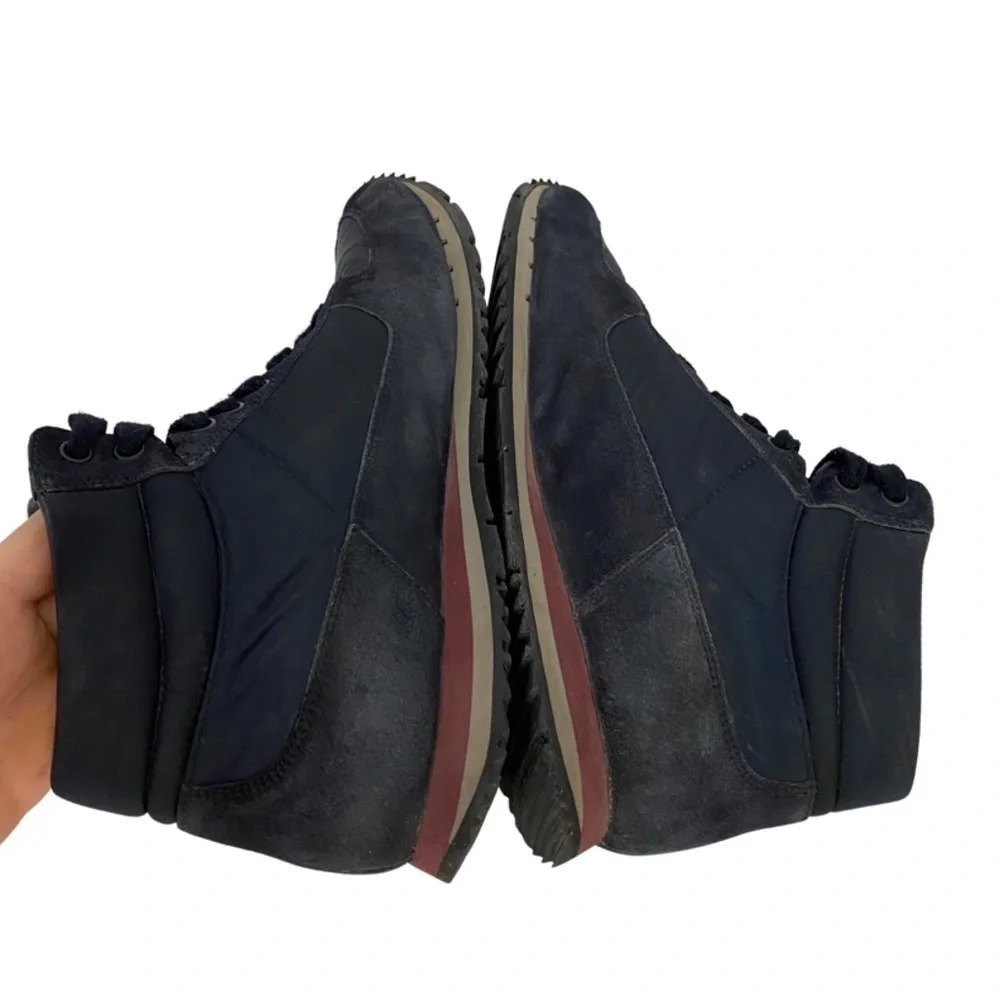 Prada Hightop Sneakers Mens Size 6 Womens 8 Unisex Retro Navy Blue Suede Shoes - Picture 3 of 16